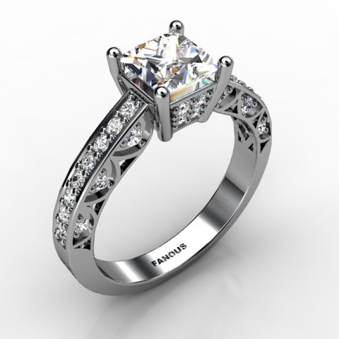 18k White Gold Engagement Ring 0.5ct - 0200823-18kw